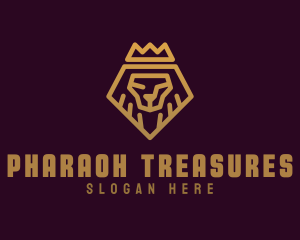 Golden Premium Lion Crown  logo design