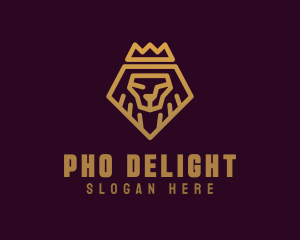 Golden Premium Lion Crown  logo design