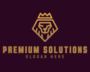 Golden Premium Lion Crown  logo design