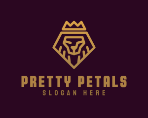 Golden Premium Lion Crown  logo design