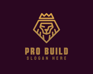 Golden Premium Lion Crown  logo design