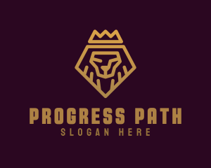 Golden Premium Lion Crown  logo design