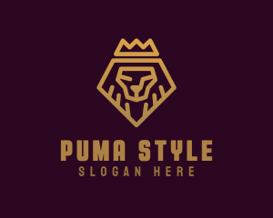 Golden Premium Lion Crown  logo design