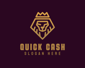 Golden Premium Lion Crown  logo design