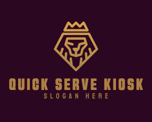 Golden Premium Lion Crown  logo design