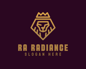 Golden Premium Lion Crown  logo design