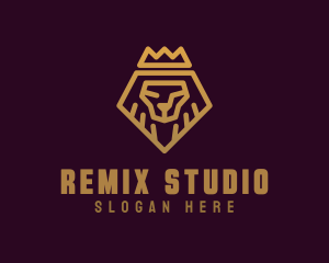 Golden Premium Lion Crown  logo design