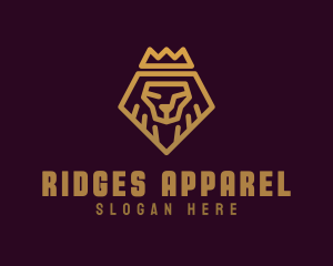 Golden Premium Lion Crown  logo design