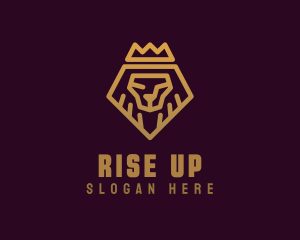 Golden Premium Lion Crown  logo design