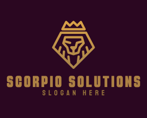 Golden Premium Lion Crown  logo design