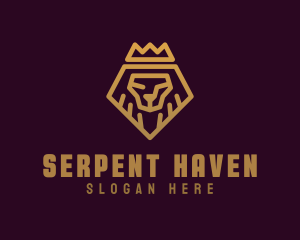 Golden Premium Lion Crown  logo design