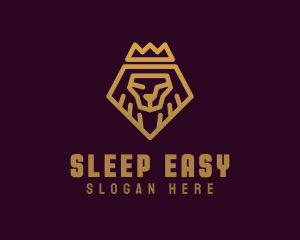 Golden Premium Lion Crown  logo design