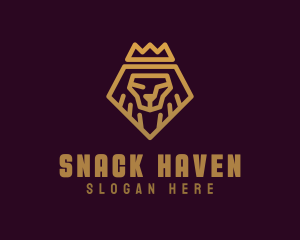 Golden Premium Lion Crown  logo design