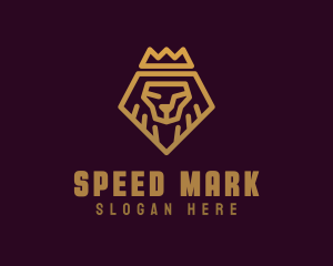 Golden Premium Lion Crown  logo design