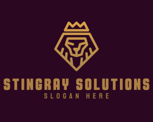 Golden Premium Lion Crown  logo design