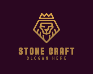 Golden Premium Lion Crown  logo design