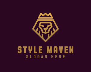 Golden Premium Lion Crown  logo design