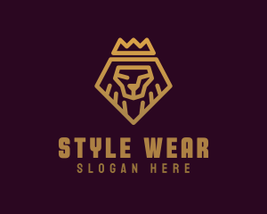 Golden Premium Lion Crown  logo design