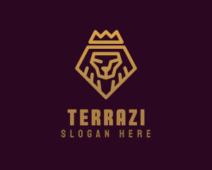 Golden Premium Lion Crown  logo design