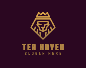 Golden Premium Lion Crown  logo design