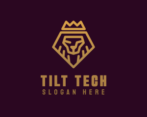 Golden Premium Lion Crown  logo design