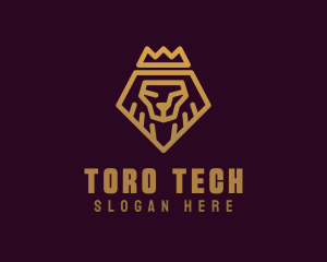 Golden Premium Lion Crown  logo design