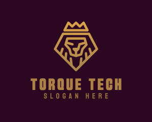 Golden Premium Lion Crown  logo design