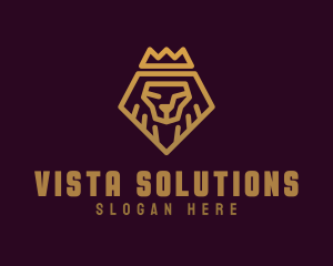 Golden Premium Lion Crown  logo design