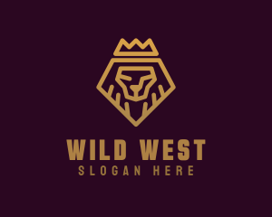 Golden Premium Lion Crown  logo design