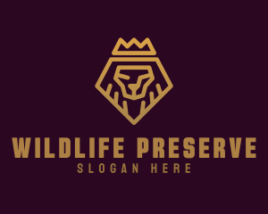 Golden Premium Lion Crown  logo design