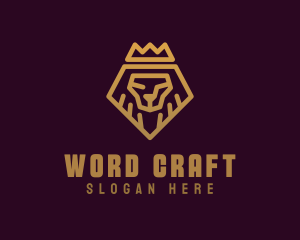 Golden Premium Lion Crown  logo design