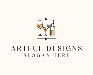 Cocktail Drinks Bar logo design