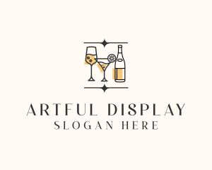 Cocktail Drinks Bar logo design