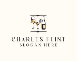 Cocktail Drinks Bar logo design