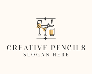 Cocktail Drinks Bar logo design