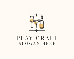 Cocktail Drinks Bar logo design