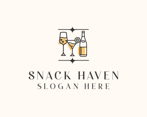 Cocktail Drinks Bar logo design