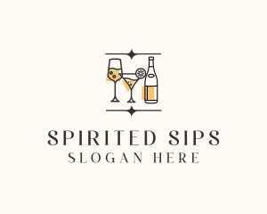 Alcohol - Cocktail Drinks Bar logo design