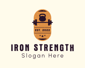 Powerlifting - Rustic Gym Badge logo design