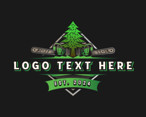 Woodworking - Chainsaw Tree Woodcutter logo design