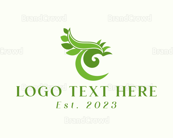 Botanical Letter T Leaf Logo