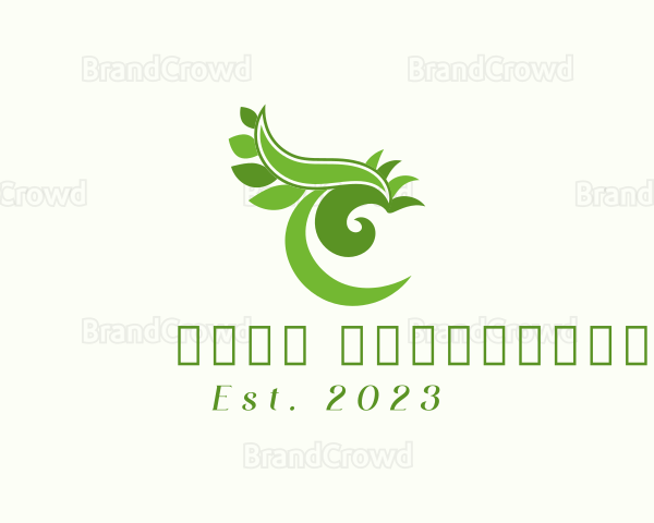 Botanical Letter T Leaf Logo