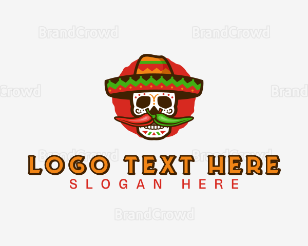 Mexican Sombrero Skull Logo