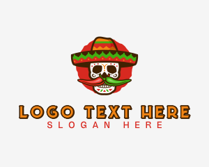 Mariachi - Mexican Sombrero Skull logo design