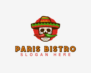 Mexican Sombrero Skull  logo design