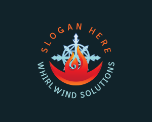 Whirlwind - Ice Fire Heating Hvac logo design