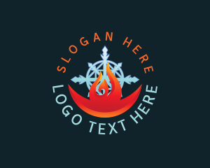 Hot - Ice Fire Heating Hvac logo design