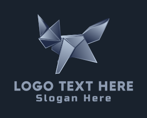 Fox - Metallic Fox Origami logo design