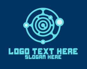 Digital Marketing - Blue Circuit Orbit logo design