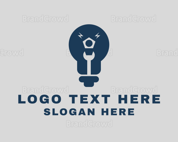 Handyman Wrench Bulb Logo